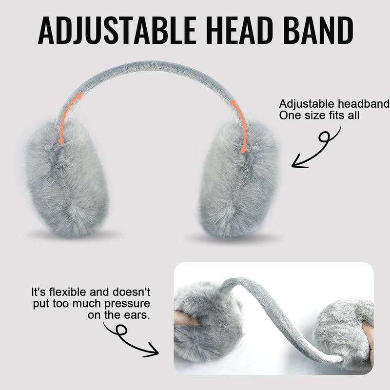 FSTEOE Winter Ear Muffs Women Warm Earmuff Girls Ear Warmers Soft Plush Outdoor Adjustable Ear Cover - Image 5